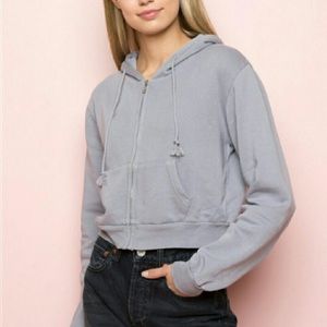 BRANDY MELVILLE CROP CRYSTAL ZIP UP HOODIE